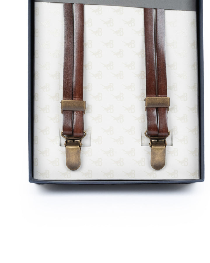 Brown leather braces