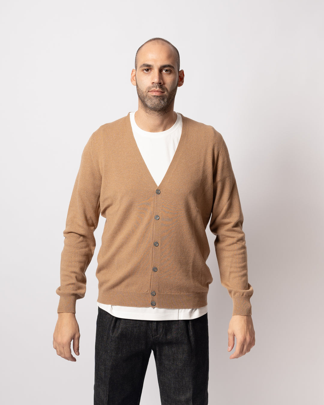 Cardigan bottoni Cammello 