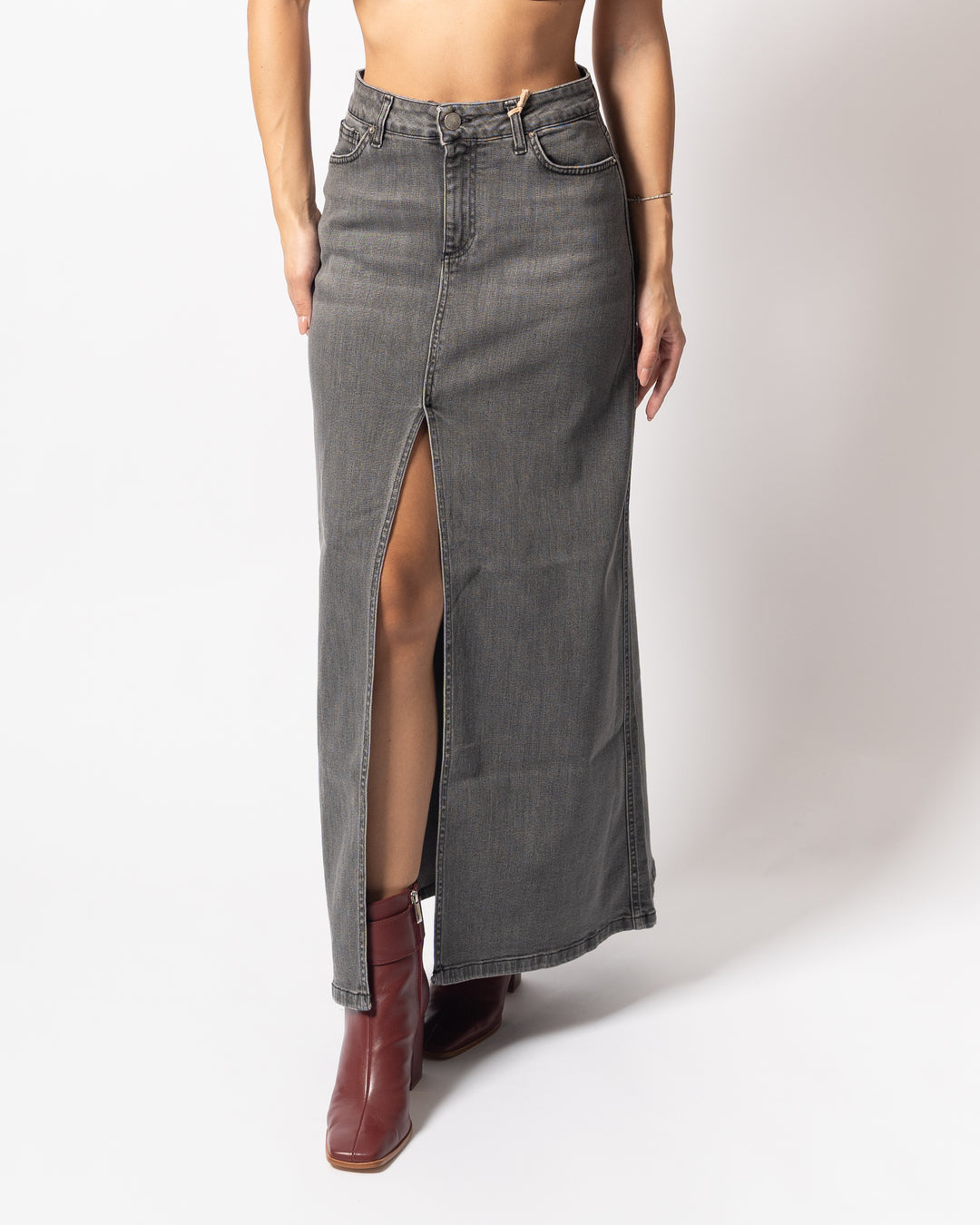 GONNA LONGUETTE DENIM GRIGIA 