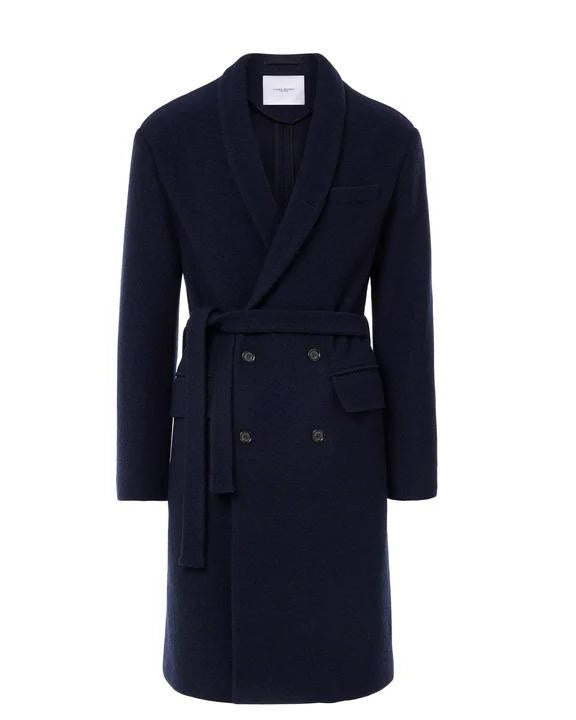 Cappotto Doppio Petto Scialle Blu Navy 