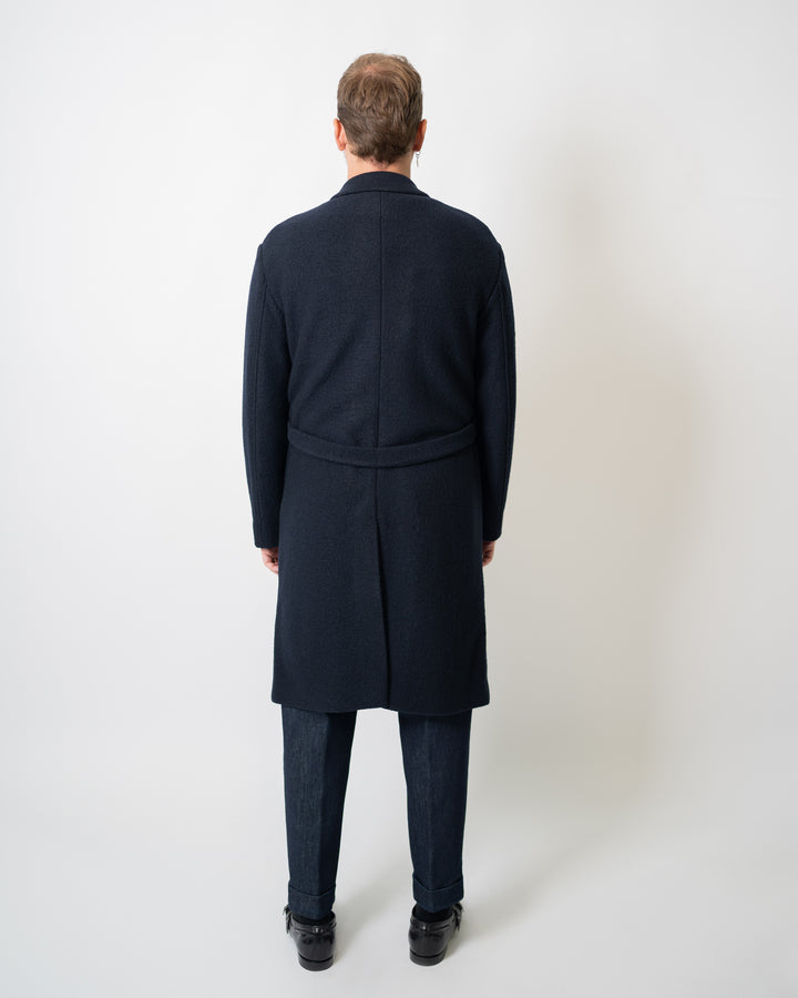 Cappotto Doppio Petto Scialle Blu Navy 