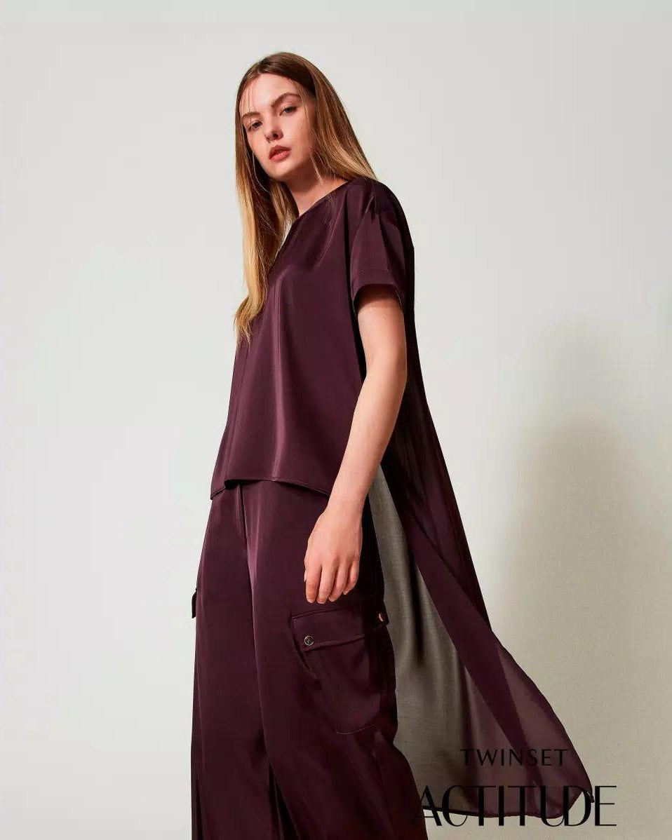Blusa asimmetrica bordeaux<BR/> 