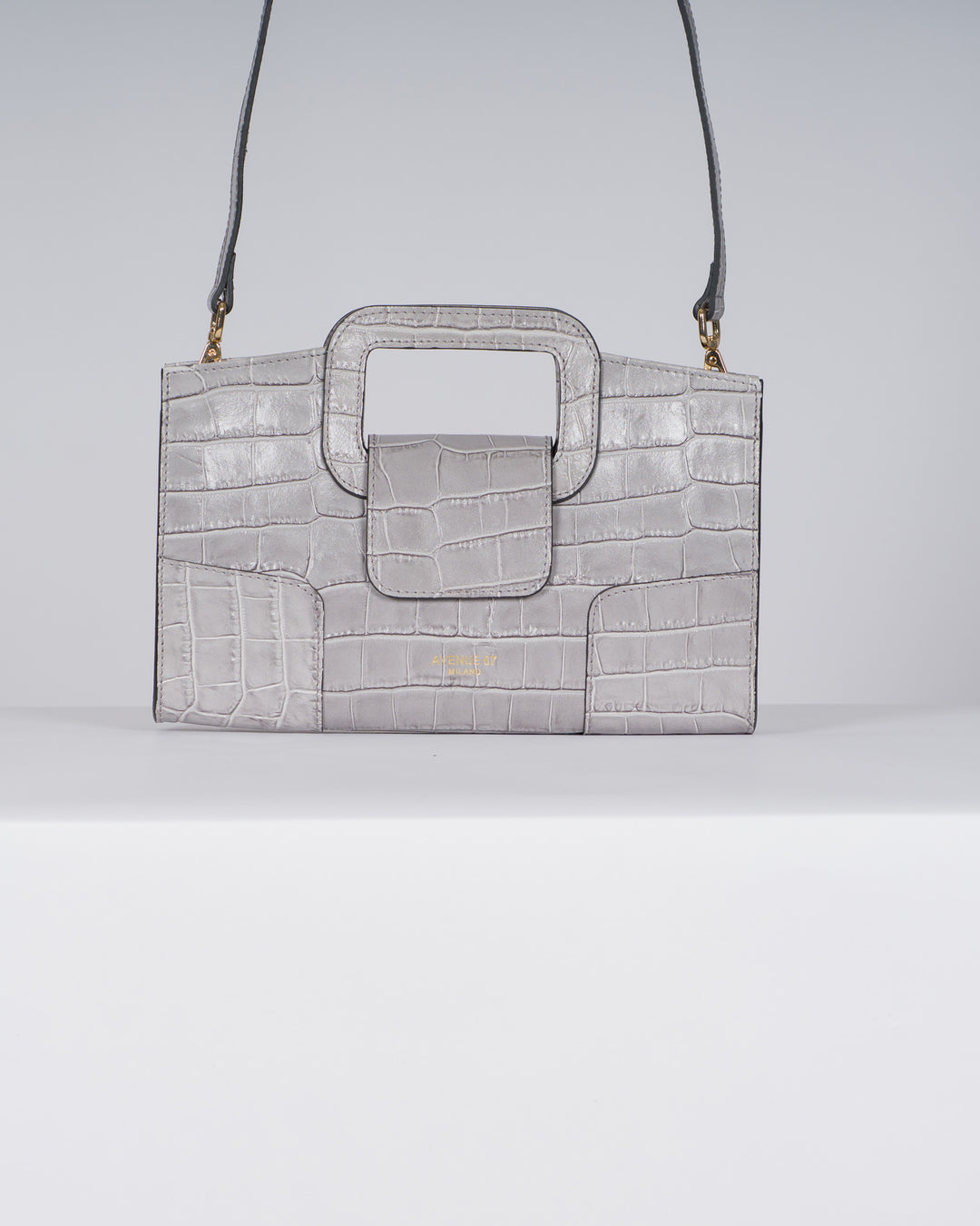 Borsa Square Grigia in Pelle 