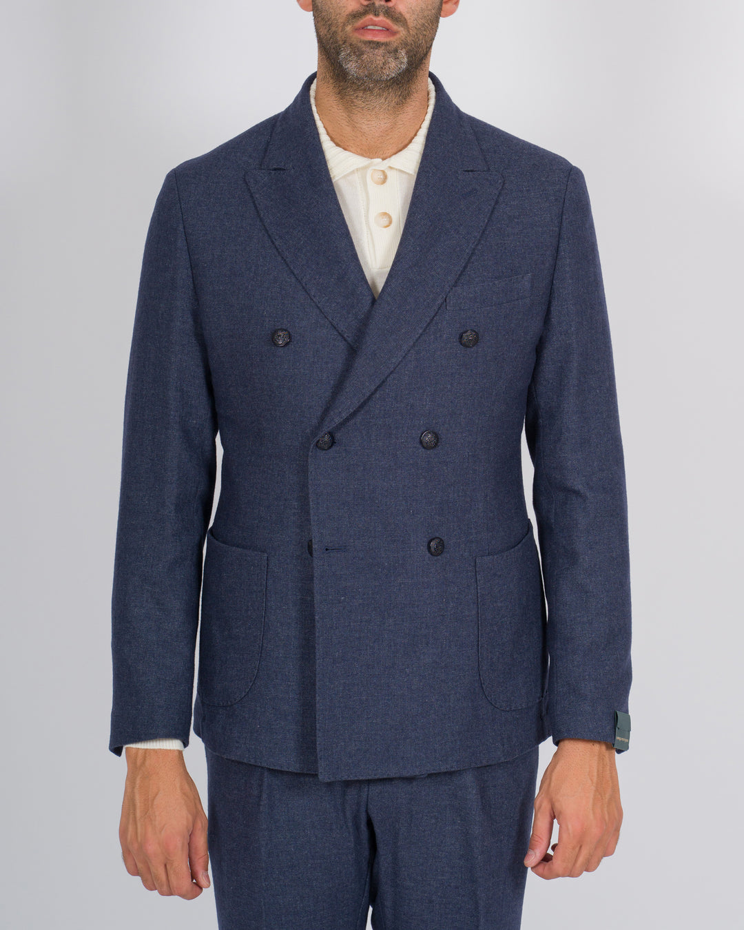 Giacca doppiopetto in lana blu 