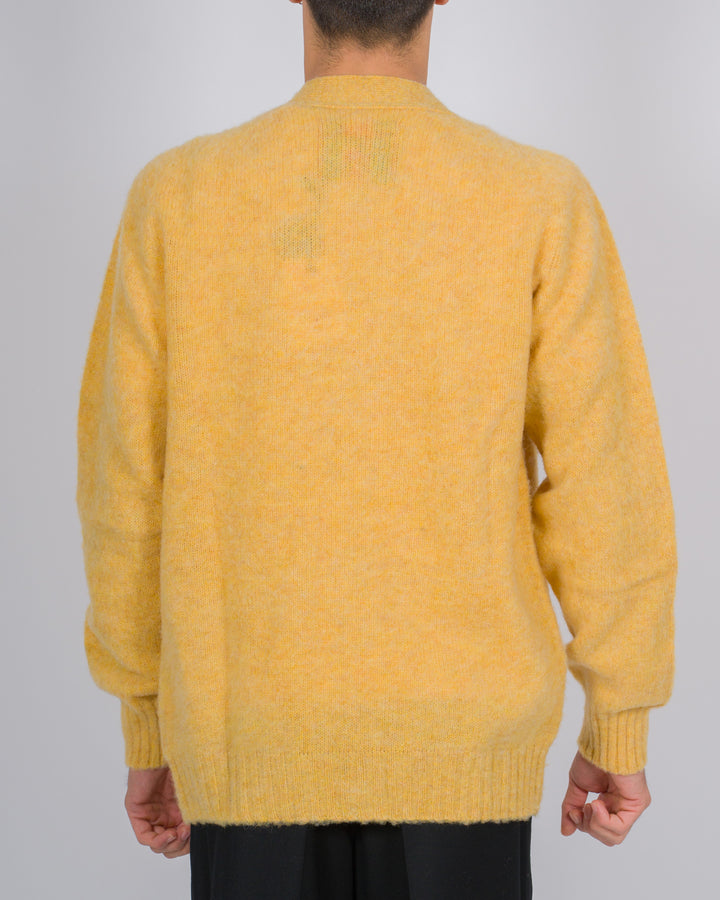Cardigan in lana scozzese con chiusura a bottoni colore giallo 