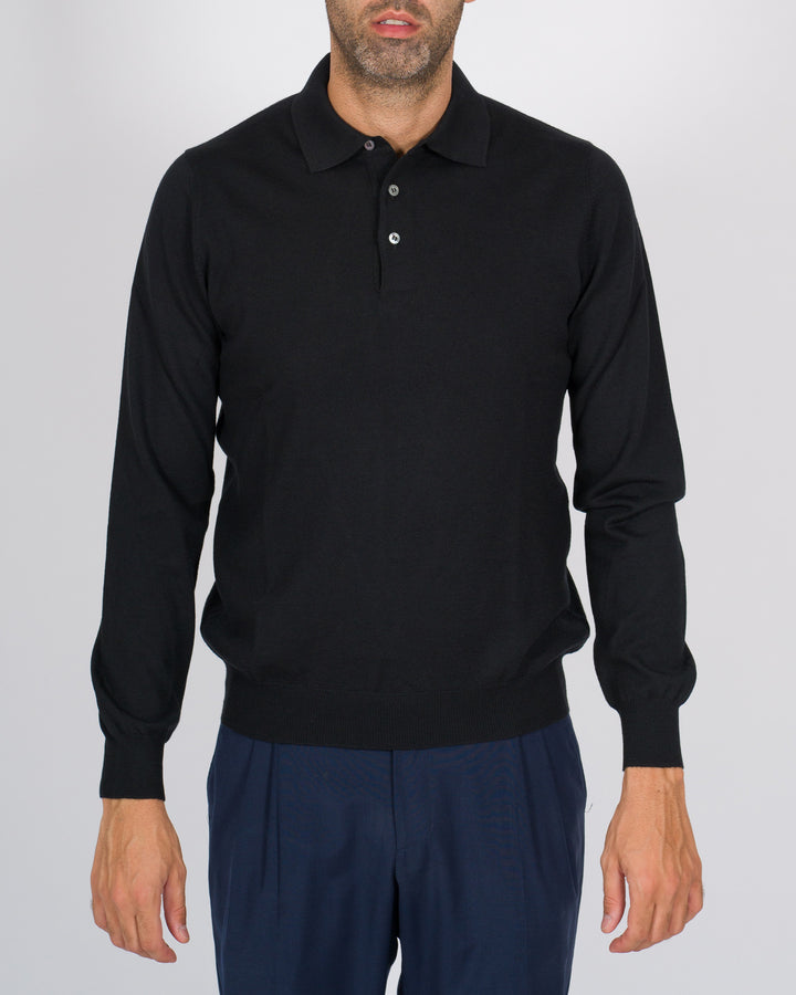 Polo tre bottoni nera 