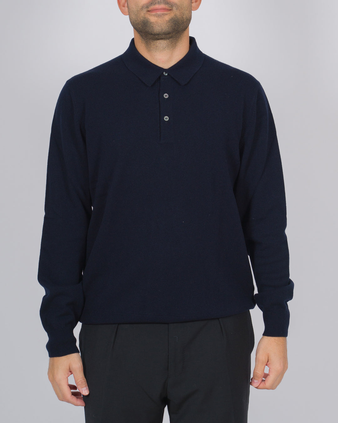 Polo tre bottoni cashmere blu 