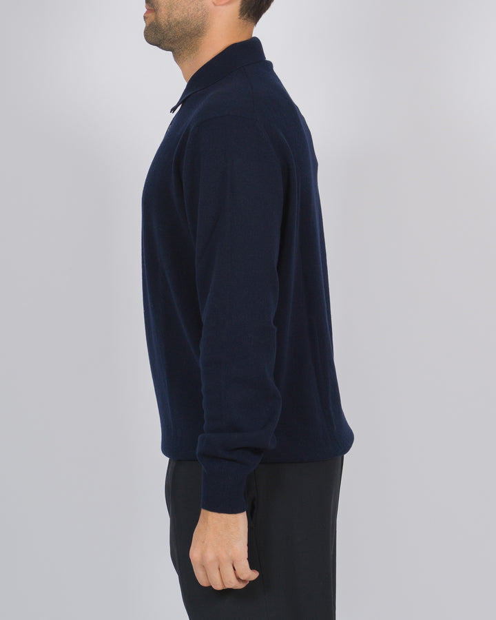 Polo tre bottoni cashmere blu 