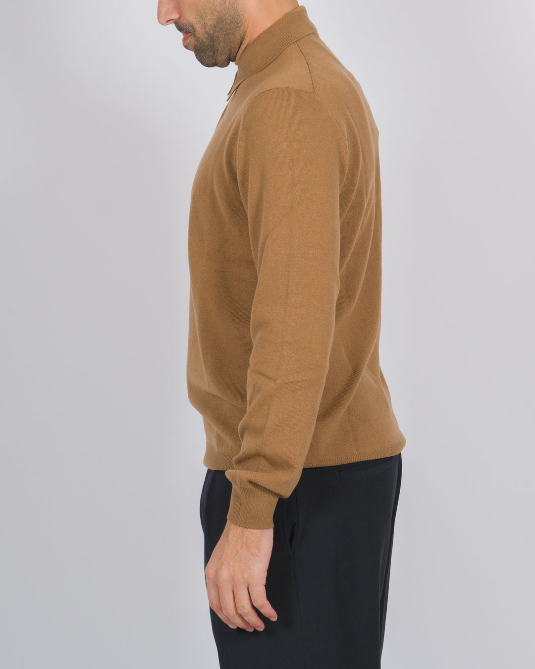 Polo tre bottoni cashmere cammello 