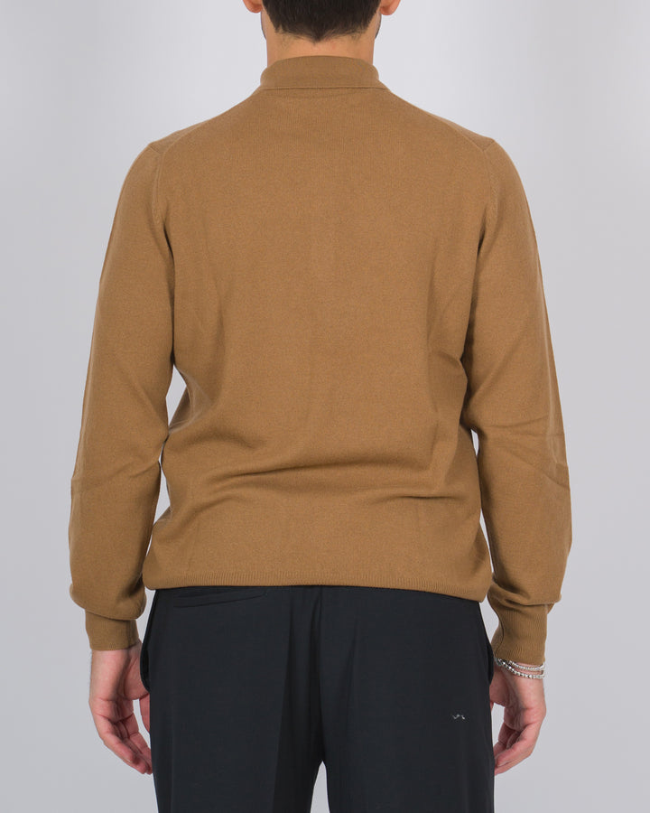 Polo tre bottoni cashmere cammello 