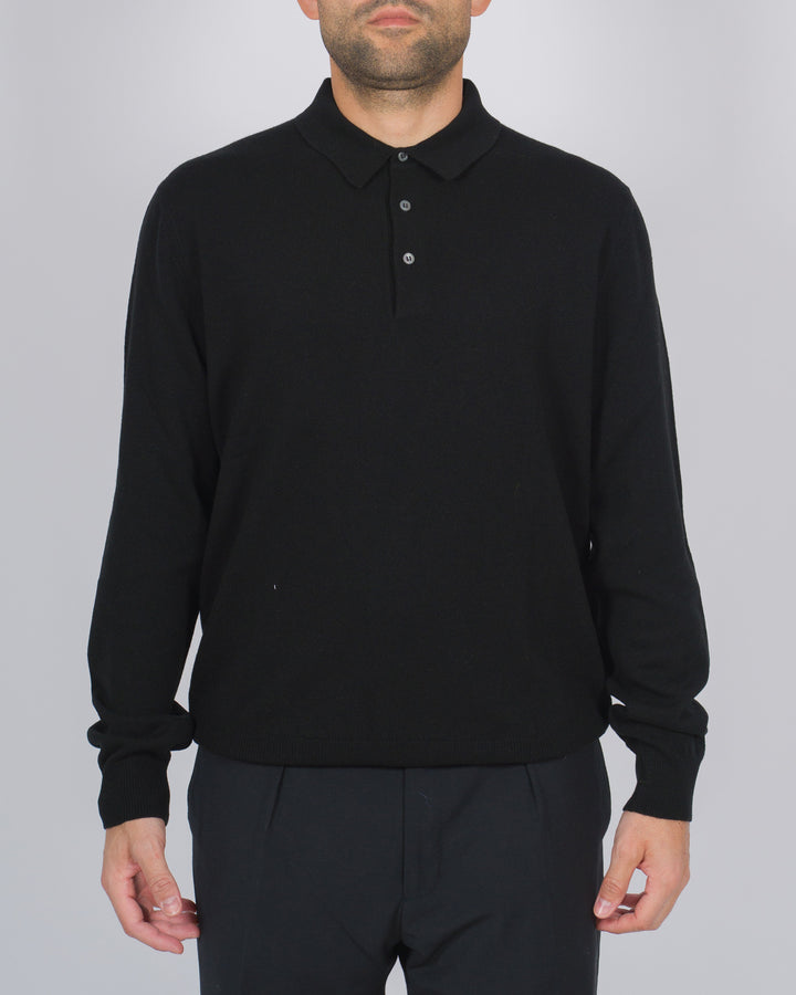 Polo tre bottoni cashmere nera 