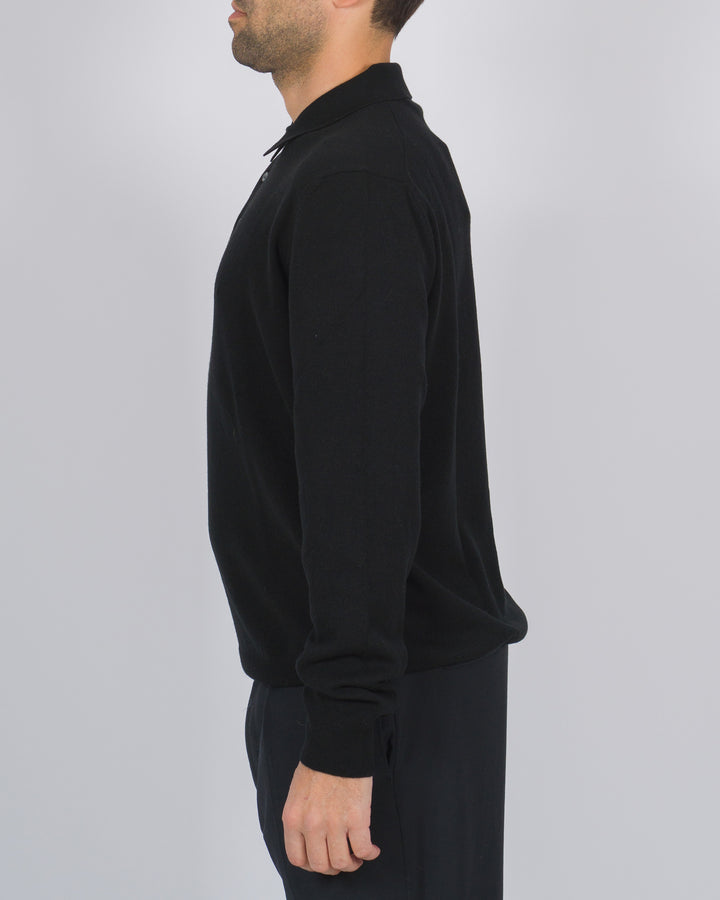 Polo tre bottoni cashmere nera 