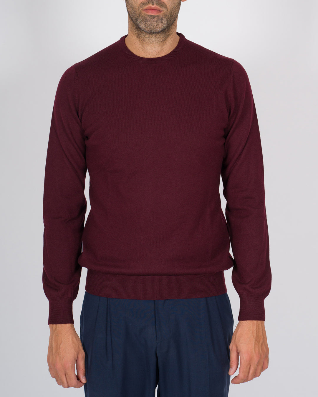 Maglioncino girocollo in lana bordeaux 
