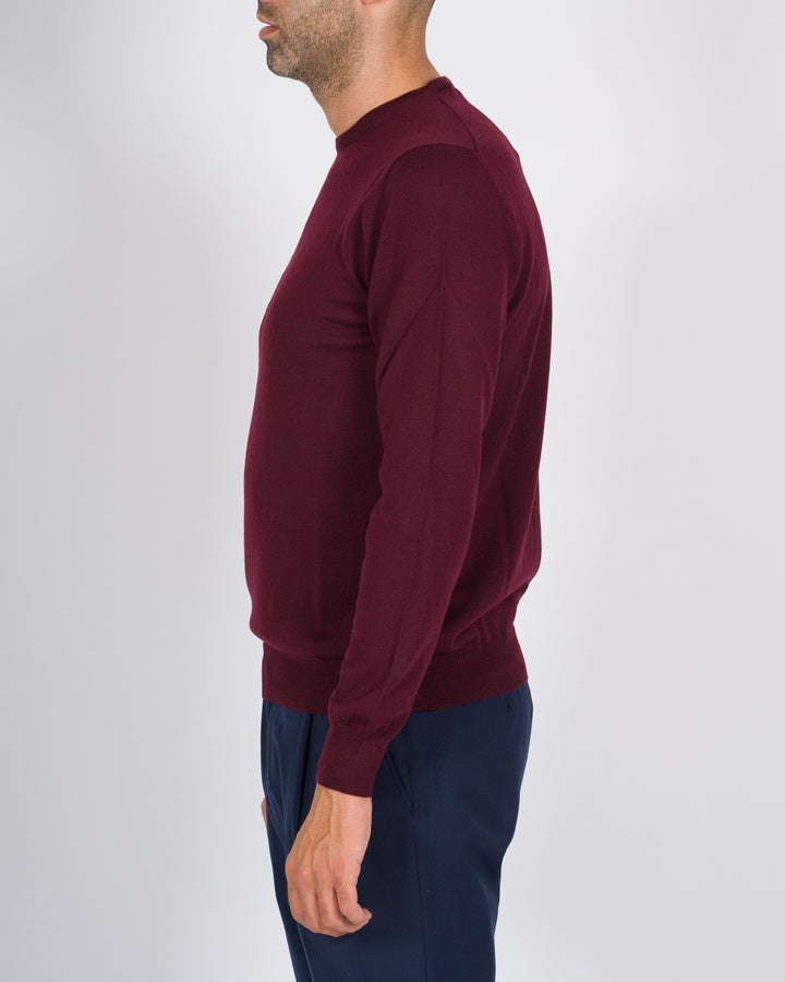 Maglioncino girocollo in lana bordeaux 