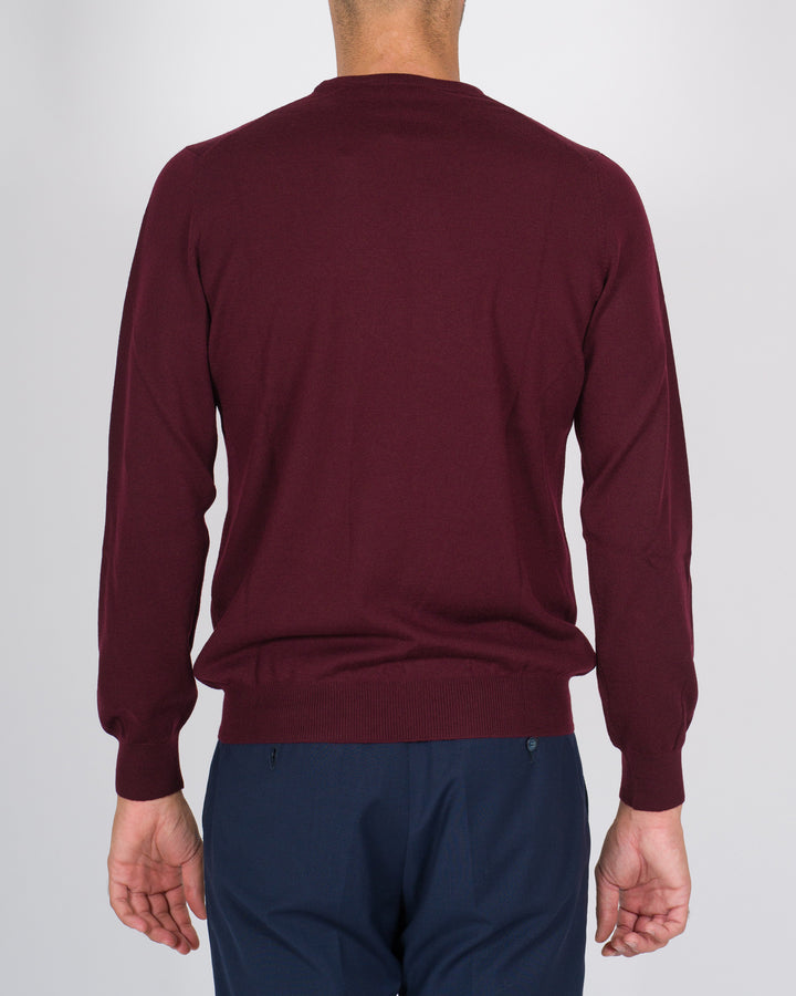 Maglioncino girocollo in lana bordeaux 
