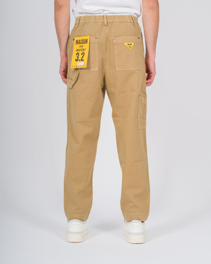 Pantalone worker con tasconi beige 