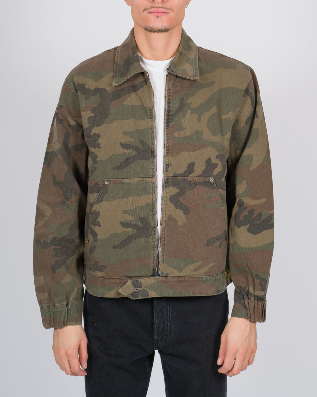 Giubbotto in tessuto militare con interno in eco pelliccia 