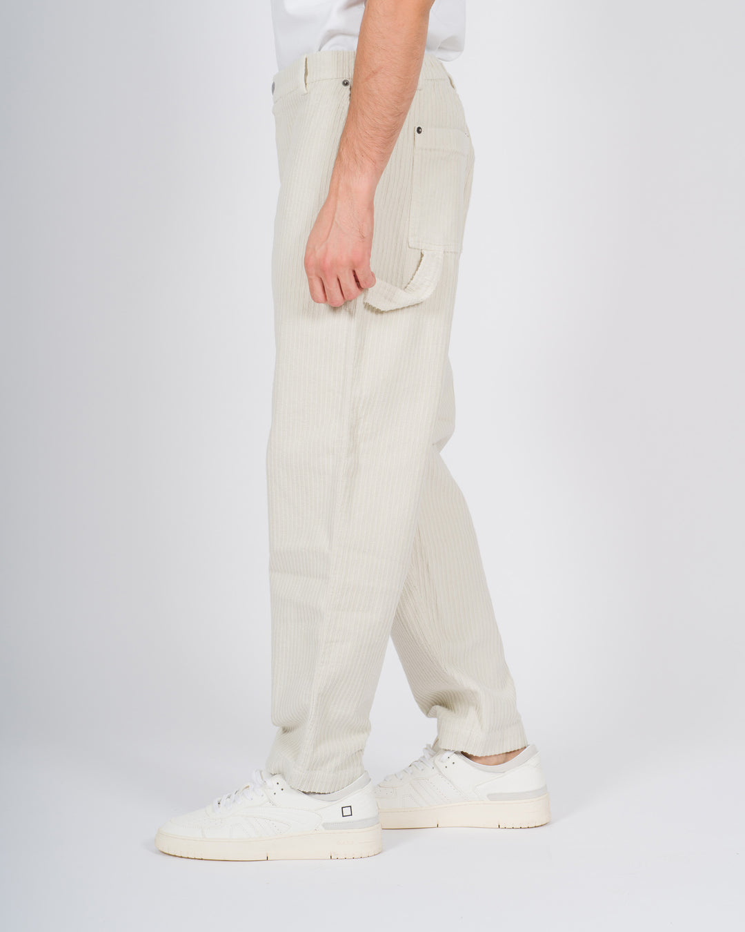 Pantaloni in velluto rocciatore panna 