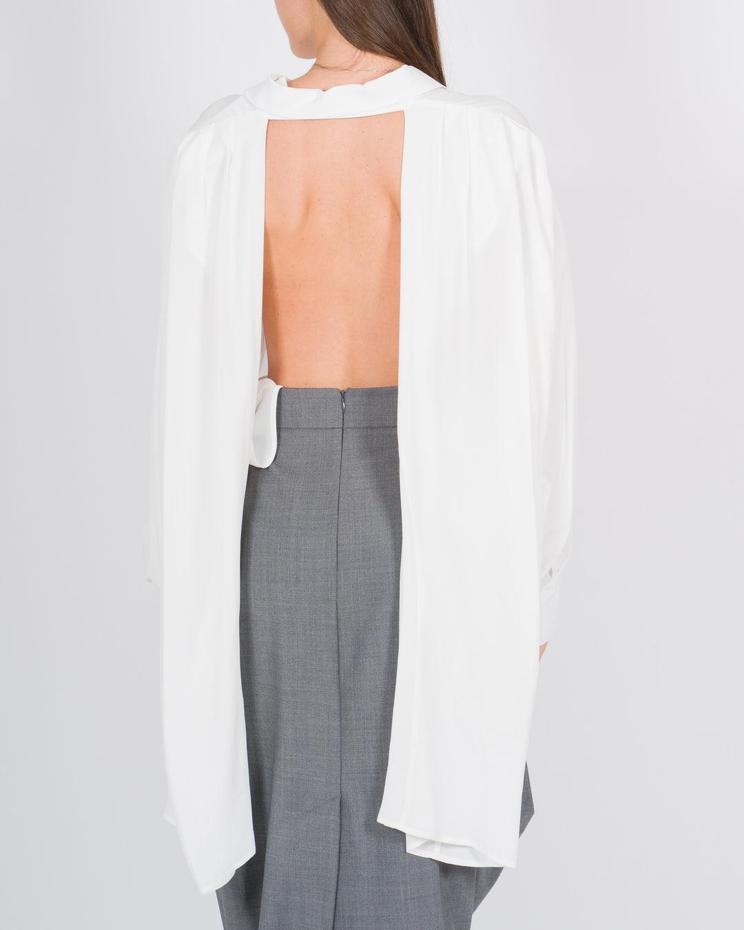 Camicia in seta con dettagli sartoriali bianca 