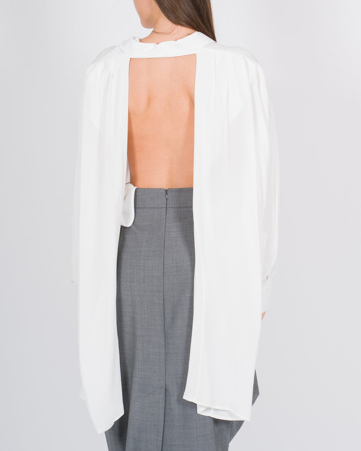 Camicia in seta con dettagli sartoriali bianca 