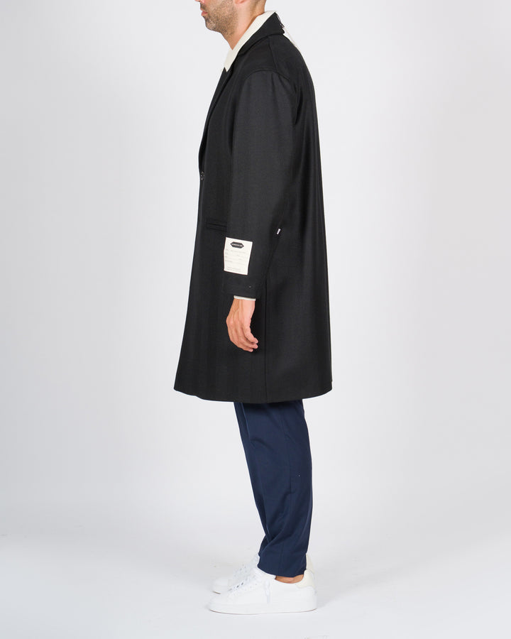 Cappotto monopetto effetto spigato nero 