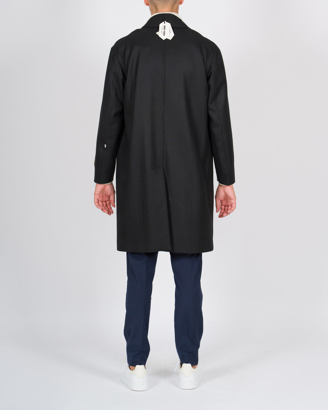 Cappotto monopetto effetto spigato nero 