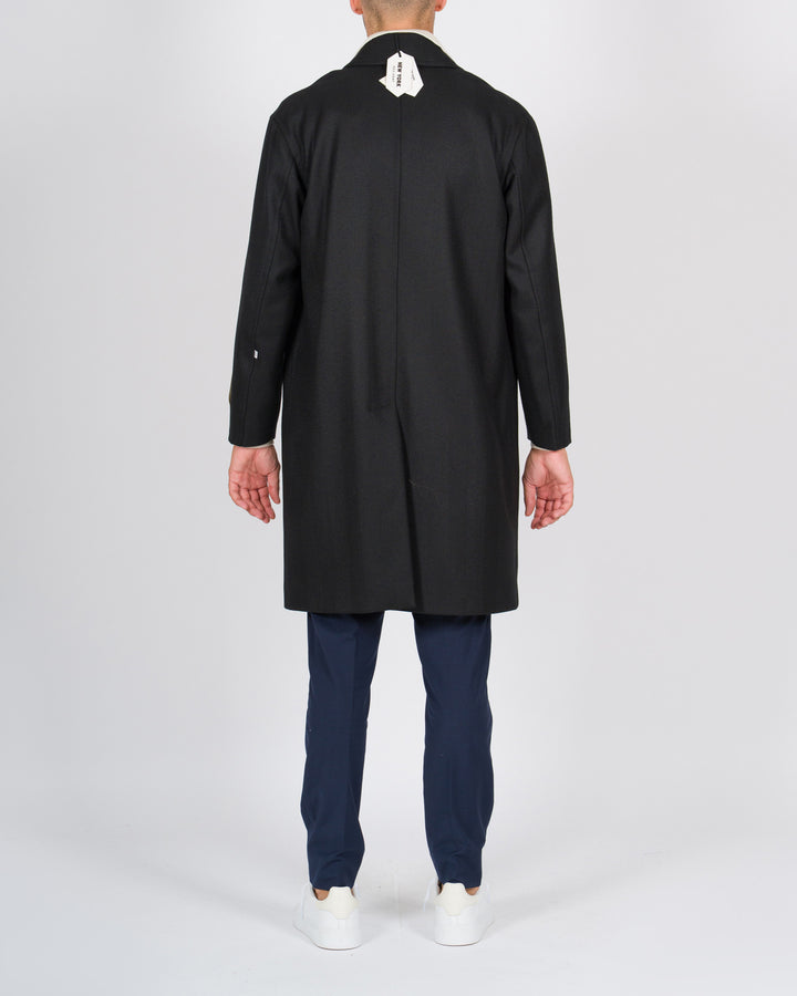 Cappotto monopetto effetto spigato nero 