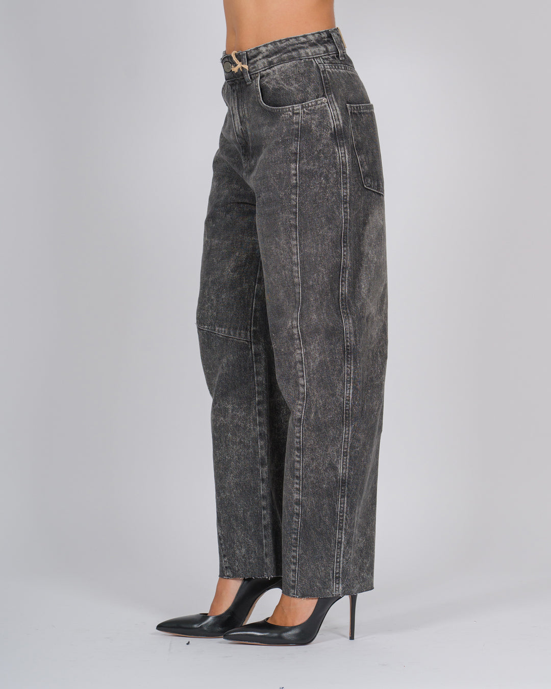 Jeans Roxy baggy nero marmorizzato 