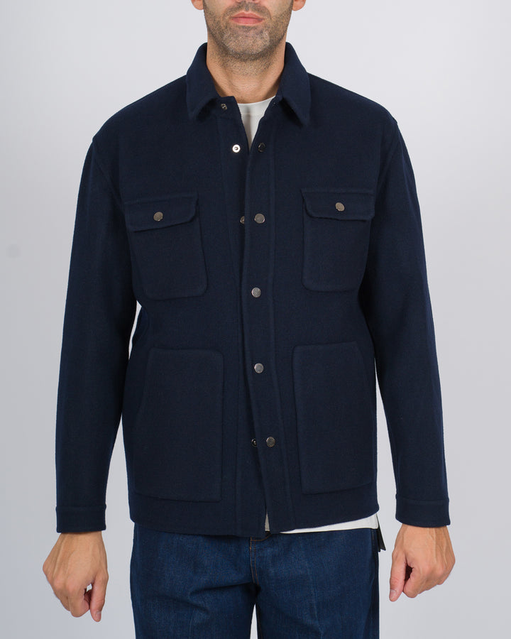 Overshirt con tasche a toppa blu 