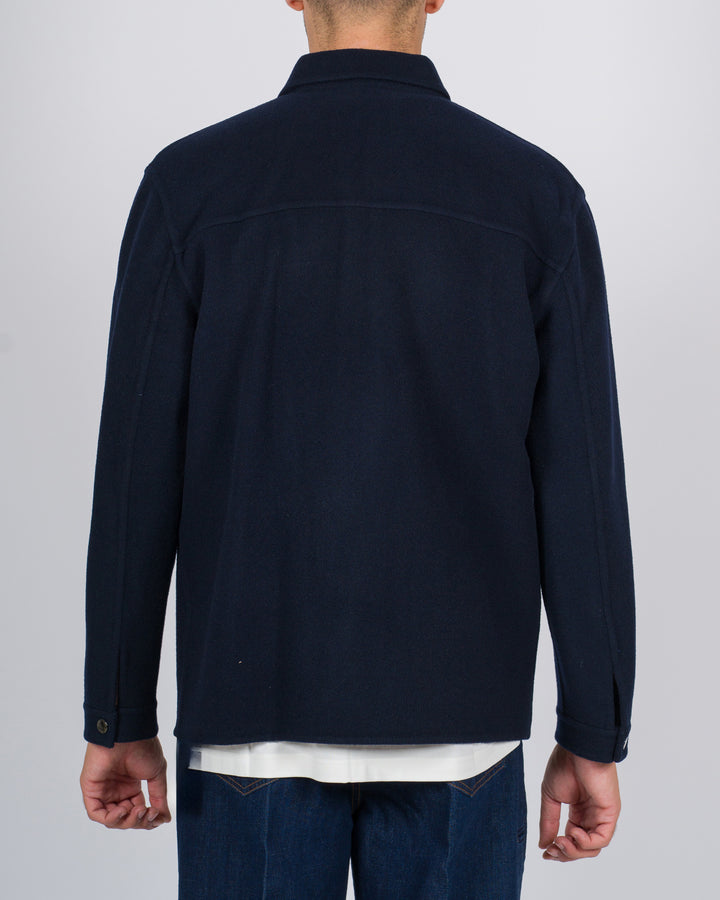 Overshirt con tasche a toppa blu 