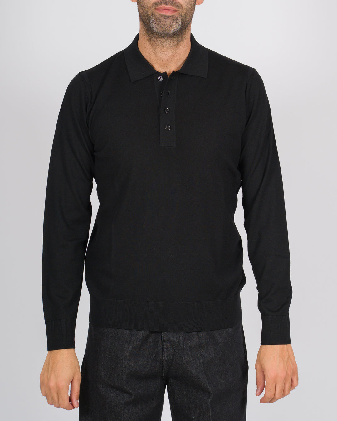 Polo finezza 16 quattro bottoni nero 