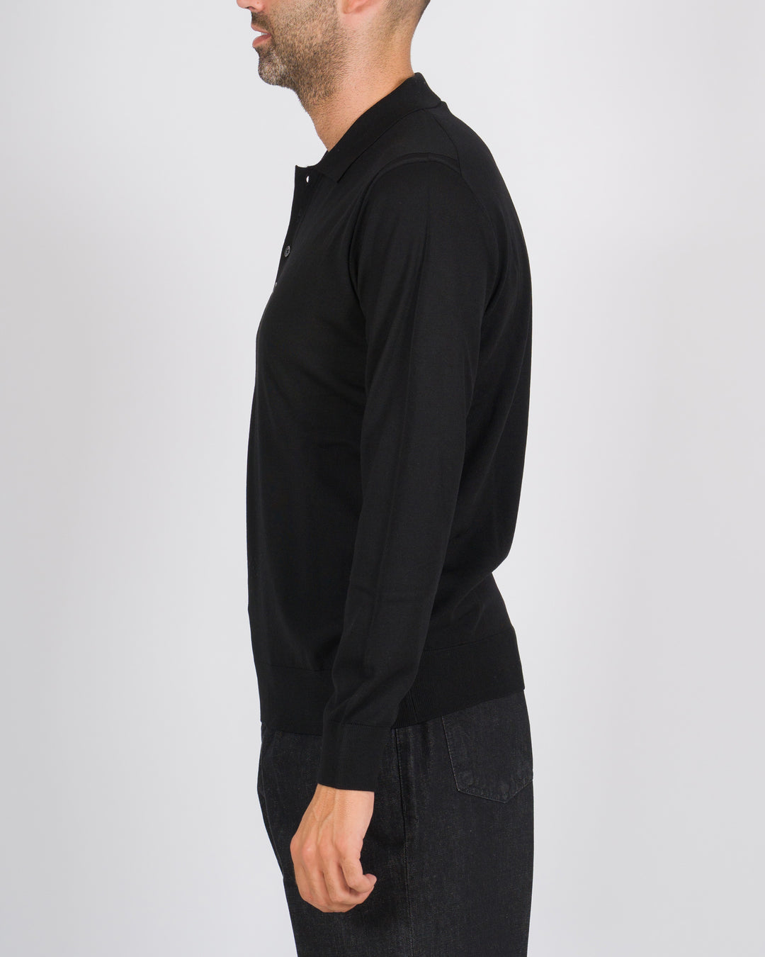 Polo finezza 16 quattro bottoni nero 