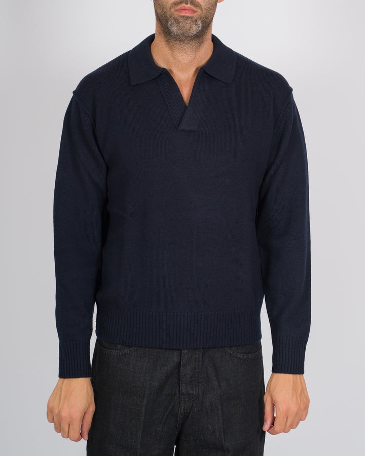 Polo Skipper a maniche lunghe blu 