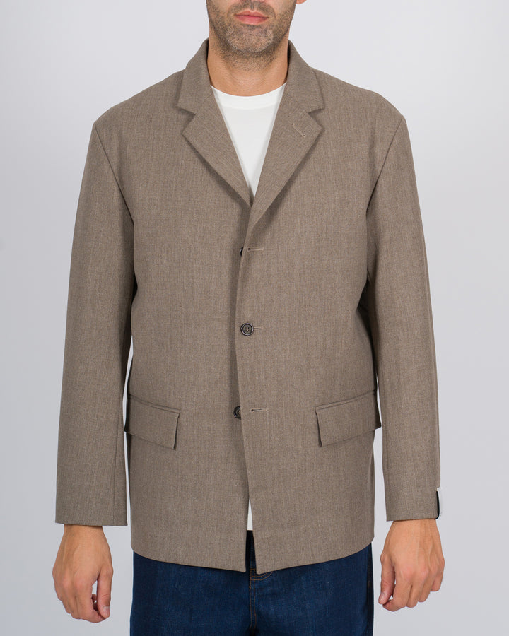 Blazer tre bottoni in lana vergine fango 