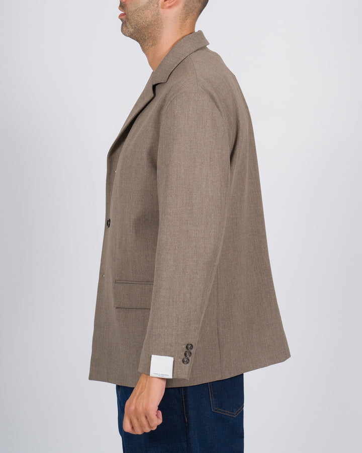 Blazer tre bottoni in lana vergine fango 
