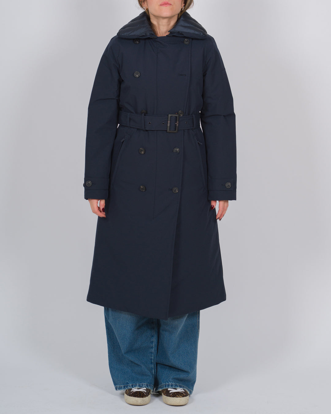 Trench Lungo Imbottito Idrorepellente blu 