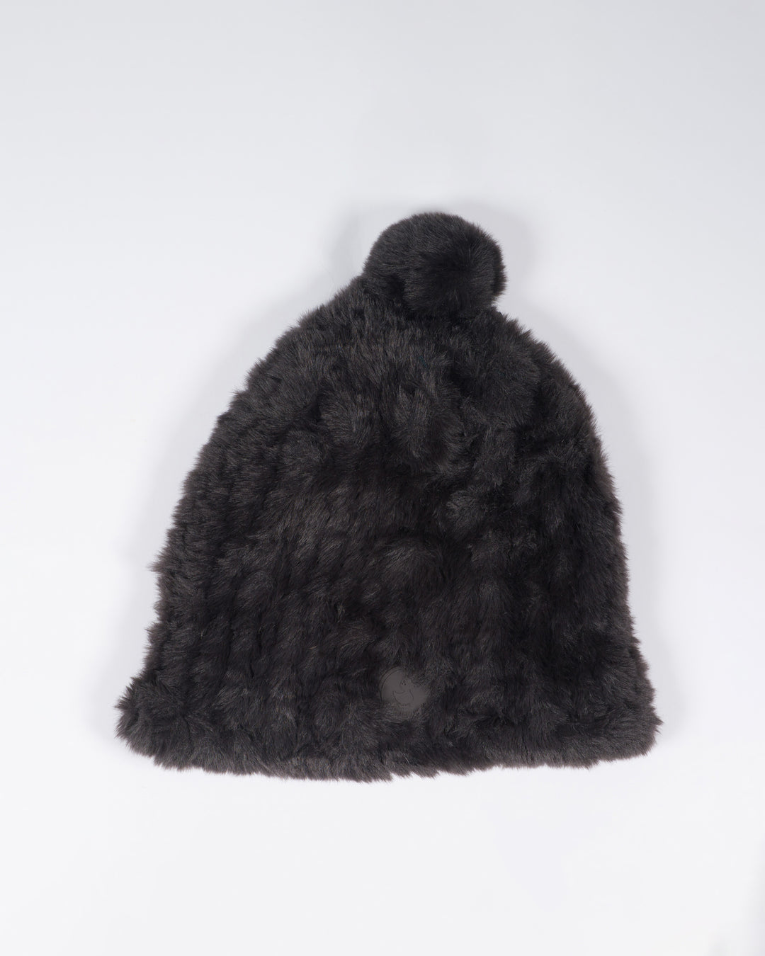 Cuffia in pelliccia pon-pon nera 