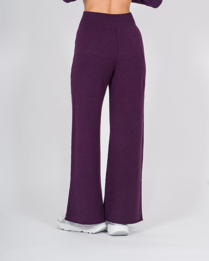 Pantaloni in lana con treccia laterale vino 