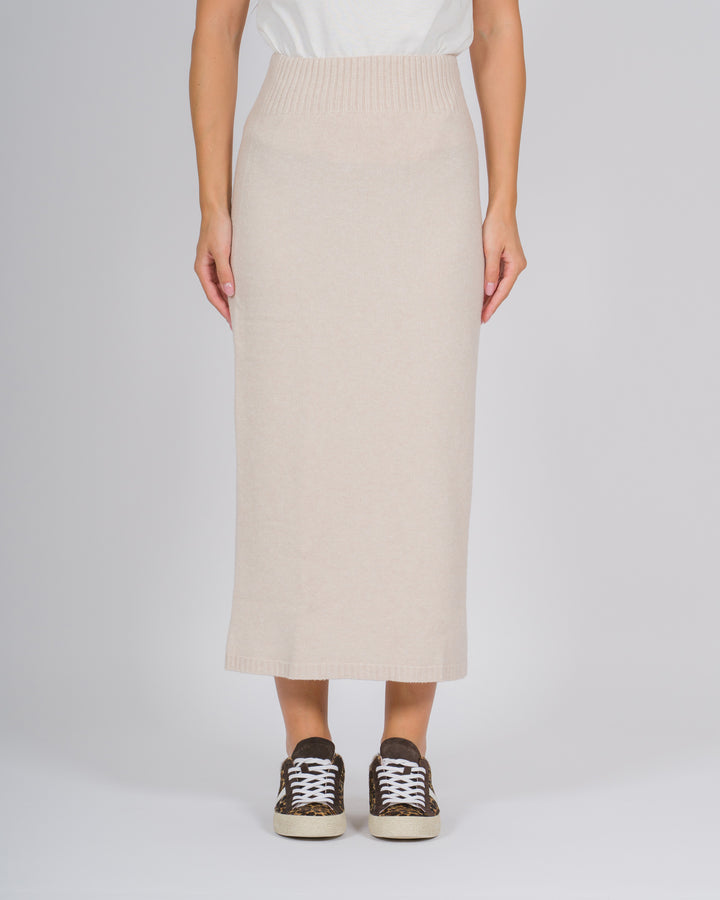 Gonna longuette maglia beige 