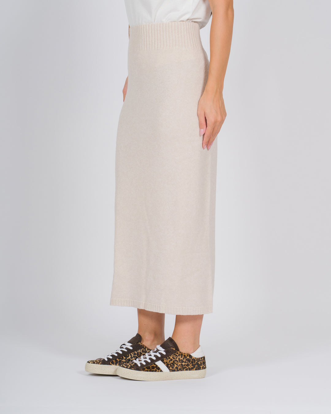 Gonna longuette maglia beige 