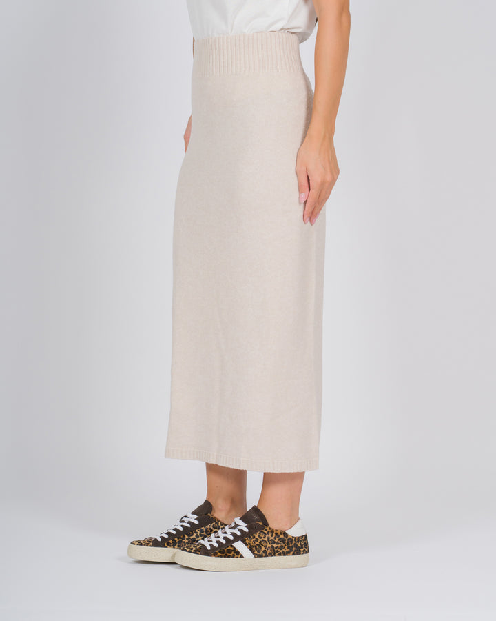 Gonna longuette maglia beige 