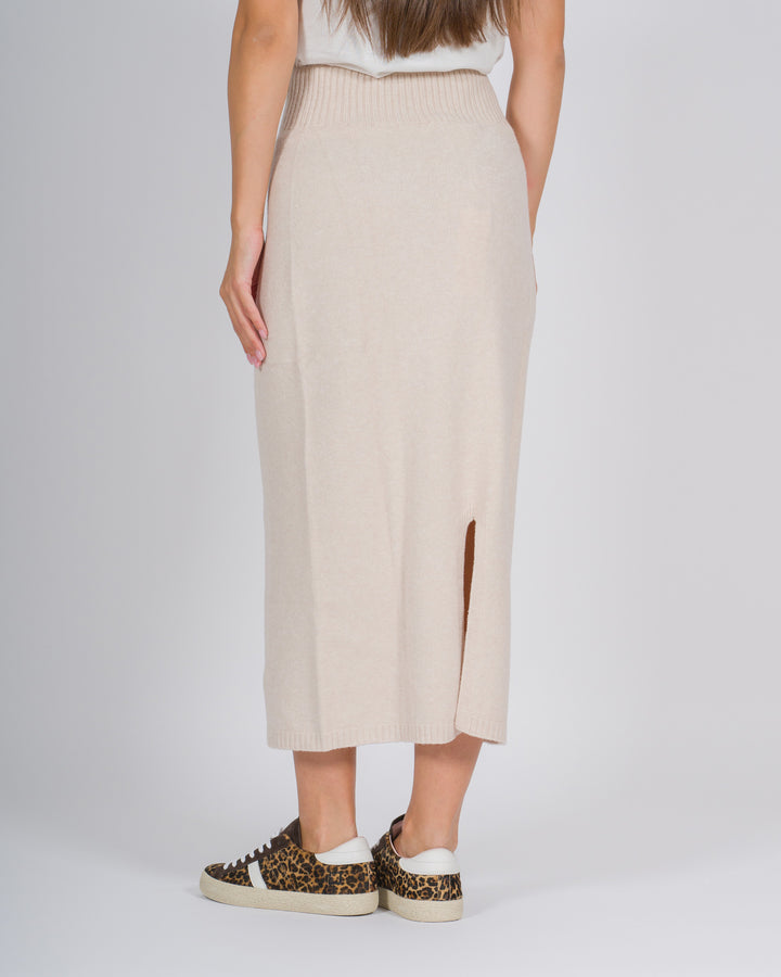 Gonna longuette maglia beige 