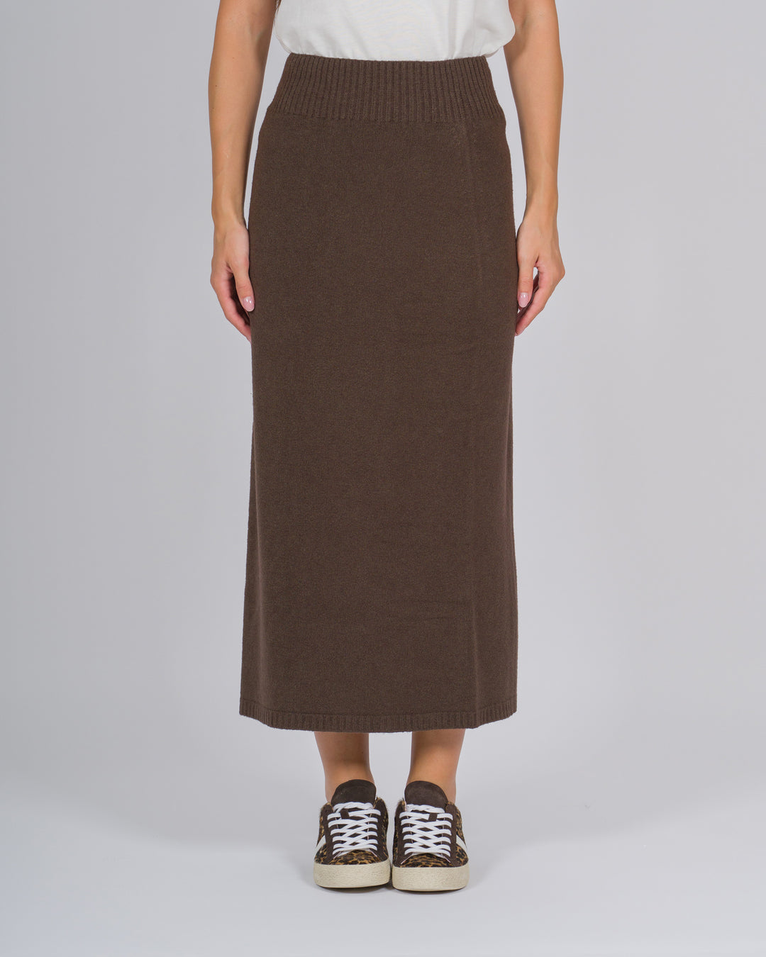 Gonna longuette maglia cacao 