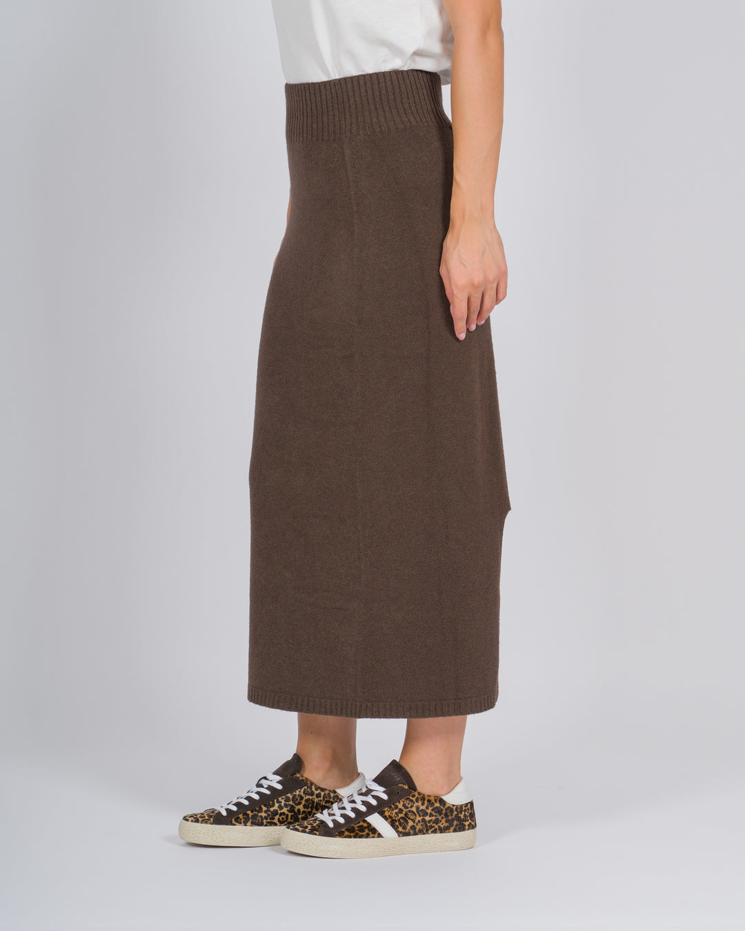 Gonna longuette maglia cacao 