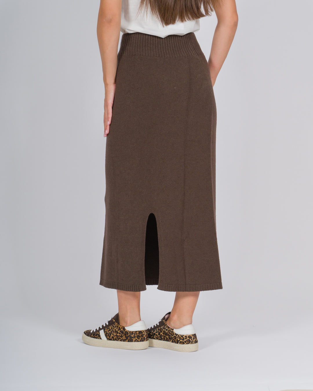 Gonna longuette maglia cacao 
