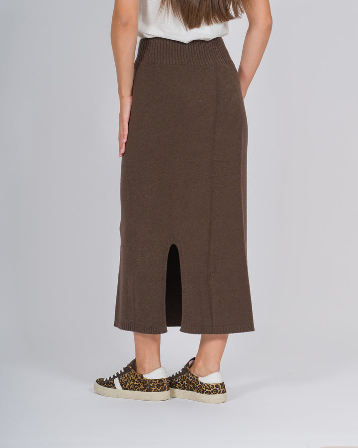 Gonna longuette maglia cacao 