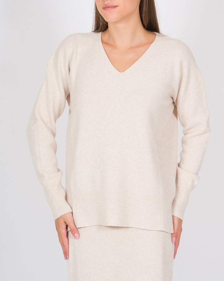 Maglia scollo a V beige 