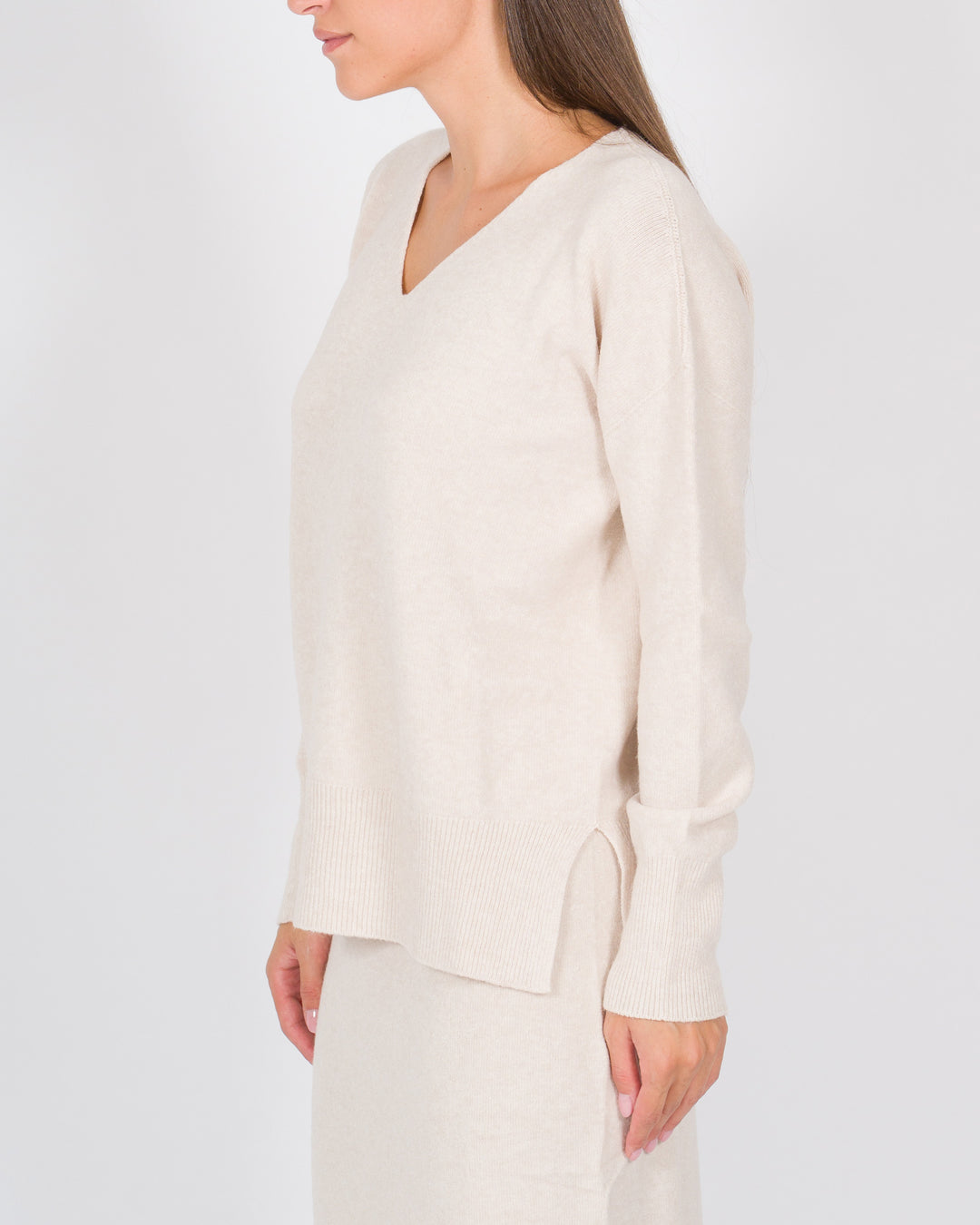 Maglia scollo a V beige 
