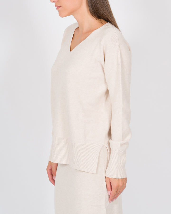 Maglia scollo a V beige 