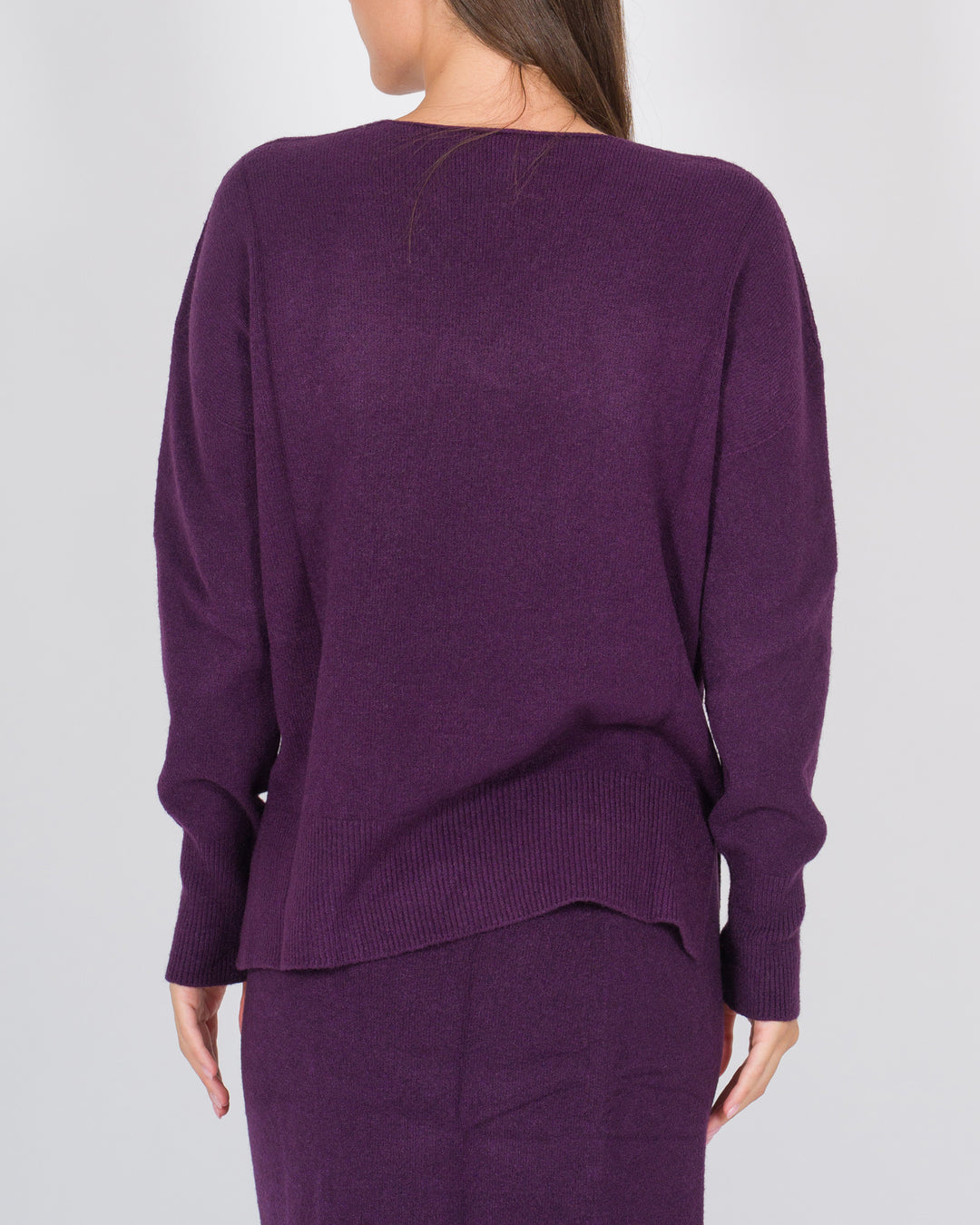 Maglia scollo a V viola 